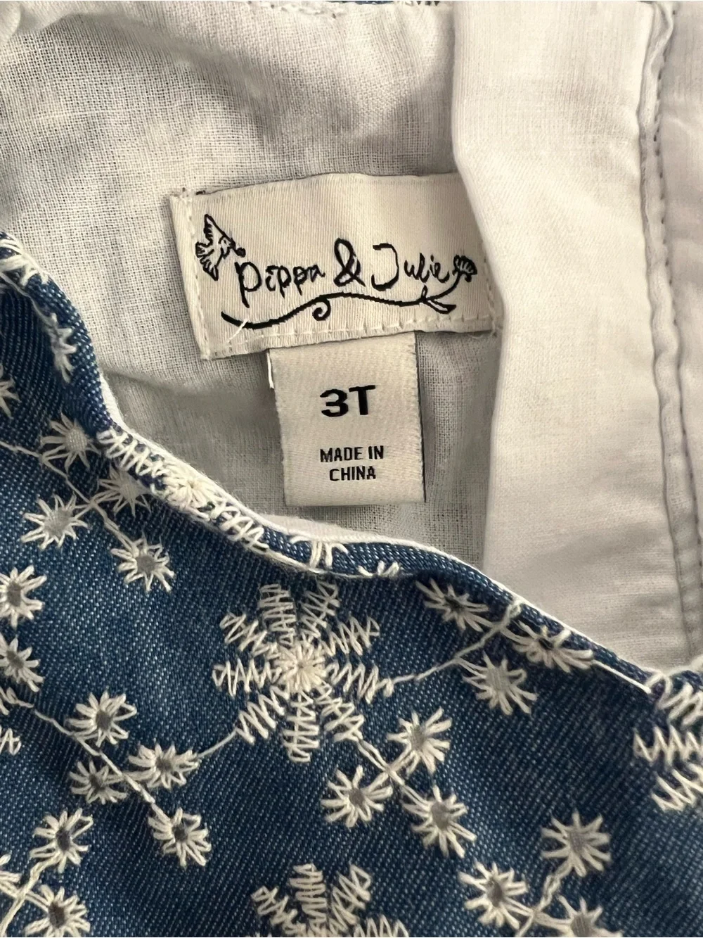 Pippa & Julie Blue Floral Embroidered Girls Dress NWT